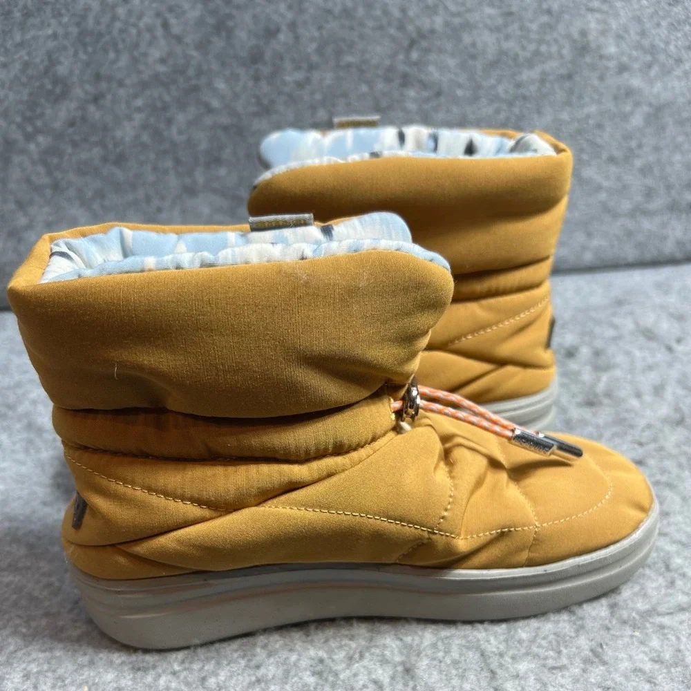 Hey Dude Kids Denny Puffer Boots Mustard Yellow Quilted Ankle Snow Boots Size 13